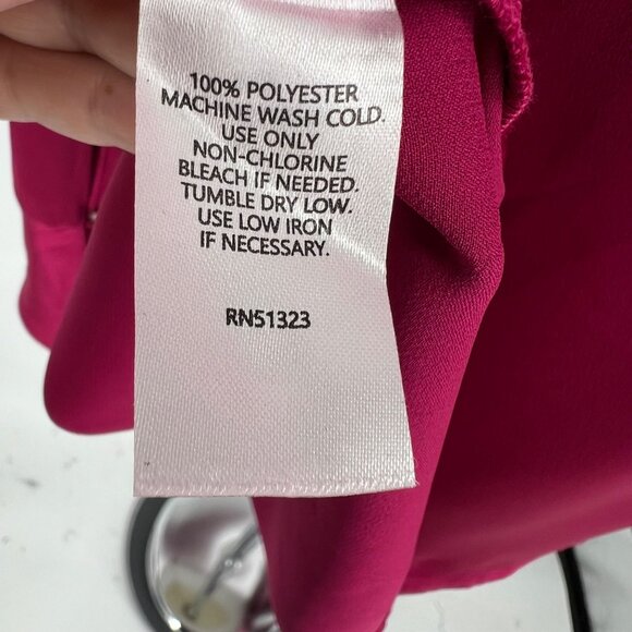 Halogen High Neck Flared Cuff Satin Blouse Fuschia Pink Size Large NWOT - Picture 10 of 11